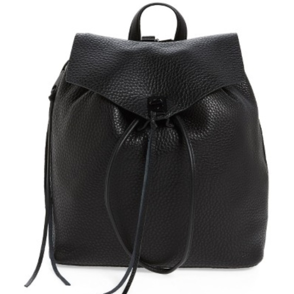 Rebecca Minkoff Black Leather Drawstring Backpack